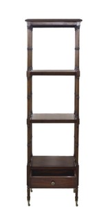 Casa Padrino Luxus Wohnzimmerschrank / Regalschrank mit Schublade Dunkelbraun 44 x 36 x H. 163 cm - Luxus Wohnzimmermöbel