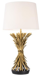 Casa Padrino lampe de table de luxe or antique / noir / blanc Ø 45 x H. 85 cm - Lampe de Table Design avec Base en Granite et Abat-Jour