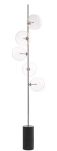 Casa Padrino luxury halogen floor lamp silver / black Ø 44 x H. 190 cm - Energy Saving Lamp with Noble Marble Base