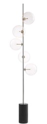 Casa Padrino luxury halogen floor lamp silver / black Ø 44 x H. 190 cm - Energy Saving Lamp with Noble Marble Base
