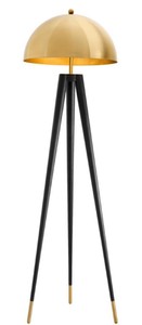 Casa Padrino luxury floor lamp gold / black Ø 50 x H. 165 cm - Tripod Floor Lamp with Round Metal Lampshade
