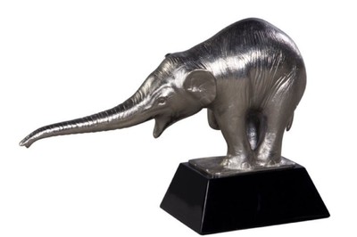 casa padrino luxus designer wohnzimmer hotel restaurant club bar büro deko accessoires figur bronzefigur skulptur elefant versilbert mit holzsockel