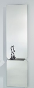 Casa Padrino Espejo de Lujo Negro 47 x H. 180 cm - Espejo de Pared de Diseño con Estante de Aluminio con Revestimiento en Polvo