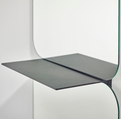 Casa Padrino Specchio di Lusso Nero 47 x H. 180 cm - Specchio da Parete di Design con Ripiano in Alluminio Verniciato a Polvere