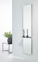 Casa Padrino Specchio di Lusso Nero 47 x H. 180 cm - Specchio da Parete di Design con Ripiano in Alluminio Verniciato a Polvere