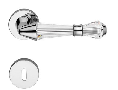 Casa Padrino Set di Maniglia per Porta di Lusso Argento 15,8 x H. 5,2 cm - Maniglie per Porte in Ottone Cromato con Cristallo Swarovski