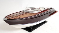 Casa Padrino Lancha Rápida de Lujo de Madera Multicolor 94 cm - Barco Modelo Deco Hecho a Mano