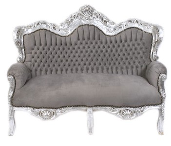 Divano a due posti Casa Padrino Baroque Grigio / Argento - Mobili