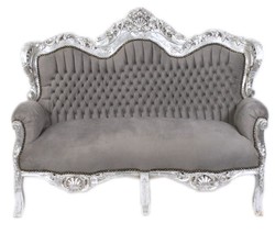 Casa Padrino Baroque 2 seater sofa Gray / Silver - Furniture