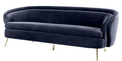 Casa Padrino salotto di lusso in velluto blu notte / ottone 220 x 85 x H. 77 cm - Arredamento di Lusso