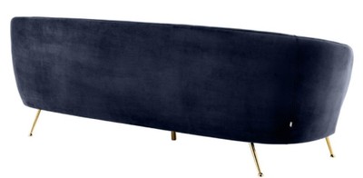 Casa Padrino Luxus Wohnzimmer Samtsofa Mitternachtsblau / Messingfarben 220 x 85 x H. 77 cm - Luxus Möbel