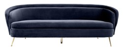 Casa Padrino canapé en velours de luxe bleu nuit / laiton 220 x 85 x H. 77 cm - Mobilier de Luxe