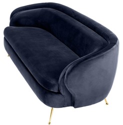 Casa Padrino canapé en velours de luxe bleu nuit / laiton 220 x 85 x H. 77 cm - Mobilier de Luxe