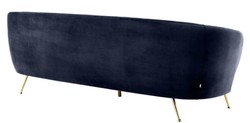 Casa Padrino canapé en velours de luxe bleu nuit / laiton 220 x 85 x H. 77 cm - Mobilier de Luxe