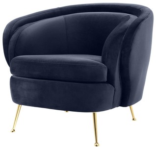 Casa Padrino sillón de terciopelo de la sala de estar azul medianoche / latón 92 x 85 x H. 79 cm - Muebles de Lujo