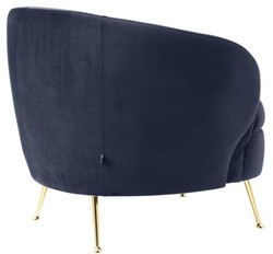 Casa Padrino sillón de terciopelo de la sala de estar azul medianoche / latón 92 x 85 x H. 79 cm - Muebles de Lujo