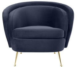 Casa Padrino sillón de terciopelo de la sala de estar azul medianoche / latón 92 x 85 x H. 79 cm - Muebles de Lujo