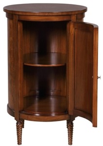 Casa Padrino Luxus Jugendstil Kommode Hellbraun / Braun Ø 57 x H. 82 cm - Kleiner Runder Schrank mit 2 Türen