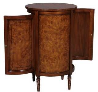 Casa Padrino Luxus Jugendstil Kommode Hellbraun / Braun Ø 57 x H. 82 cm - Kleiner Runder Schrank mit 2 Türen