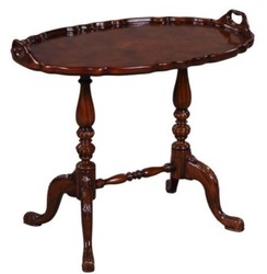Casa Padrino mesa de te / mesa auxiliar de estilo barroco de lujo con 2 asas marrón 66,5 x 44,5 x H. 55,2 cm - Muebles Barrocos