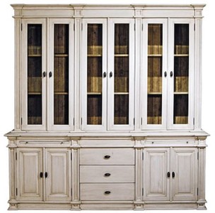 Casa Padrino mobile da cucina stile country antique bianco / marrone 225 x 53 x H. 230 cm - Mobile da Cucina a 2 Elementi con 10 Ante e 3 Cassetti