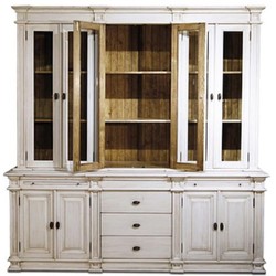 Casa Padrino Gabinete de Cocina Estilo Campestre Antiguo Blanco / Marrón 225 x 53 x H. 230 cm - Gabinete de Cocina de 2 Piezas con 10 Puertas y 3 Cajones