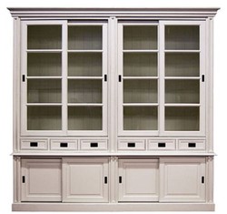 Casa Padrino armadio stile country con 8 ante scorrevoli e 6 cassetti bianco 250 x 52 x H. 240 cm - Mobili in Stile Country