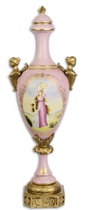 Casa Padrino Baroque Vase with Lid Pink / Gold 16.9 x 13 x H. 50 cm - Baroque & Art Nouveau Decoration Accessories