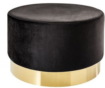 Tabouret rond design Casa Padrino Noir / Or B. 55 x H. 35 cm - Meubles de salon