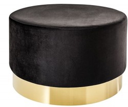 Taburete redondo de diseño Casa Padrino Negro / Dorado B. 55 x Alt. 35 cm - Muebles de sala