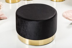 Taburete redondo de diseño Casa Padrino Negro / Dorado B. 55 x Alt. 35 cm - Muebles de sala