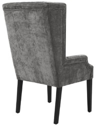 Casa Padrino Silla de Comedor de Lujo Gris / Negro 63 x 76 x H. 115 cm - Silla de Comedor con Respaldo Alto con Apoyabrazos