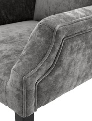 Casa Padrino Silla de Comedor de Lujo Gris / Negro 63 x 76 x H. 115 cm - Silla de Comedor con Respaldo Alto con Apoyabrazos