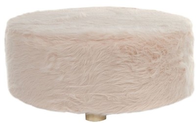 Casa Padrino Designer Fellhocker Rosa / Naturfarben casa padrino luxus designer wohnzimmer hotel restaurant club bar hocker sitzhocker fellhocker kunstfell deko accessoires möbel