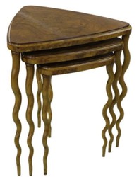 Casa Padrino conjunto de mesa auxiliar Art Nouveau de lujo marrón 65 x 61 x H. 70 cm - Muebles de Hotel