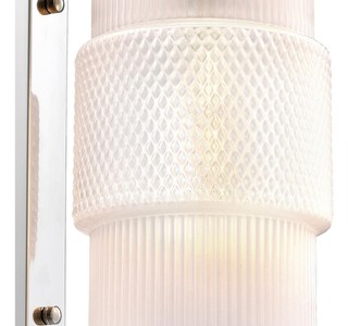 Casa Padrino Luxus Wandleuchte Silber / Weiß 14 x 18 x H. 53 cm - Designer Leuchte
