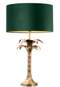 Casa Padrino lampe de table de luxe vintage laiton / vert Ø 45 x H. 76 cm - Lampe de Salon en Forme de Palmier
