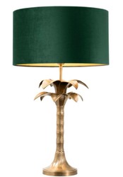 Casa Padrino lampe de table de luxe vintage laiton / vert Ø 45 x H. 76 cm - Lampe de Salon en Forme de Palmier