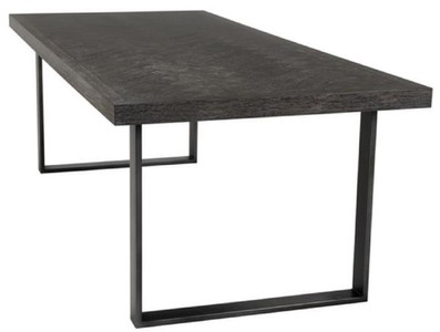 Casa Padrino Luxus Esstisch mit Eichenfurnier Tischplatte Schwarz / Bronze 230 x 100 x H. 75,5 cm - Luxus Esszimmermöbel