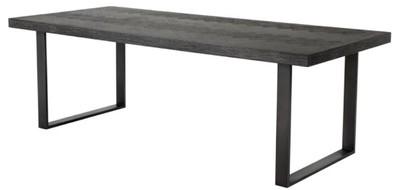 Casa Padrino mesa de comedor de lujo con tablero de chapa de roble negro / bronce 230 x 100 x H. 75,5 cm - Muebles de Comedor de Lujo