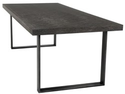Casa Padrino luxury dining table with oak veneer table top black / bronze 230 x 100 x H. 75.5 cm - Luxury Dining Room Furniture