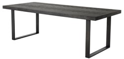 Casa Padrino luxury dining table with oak veneer table top black / bronze 230 x 100 x H. 75.5 cm - Luxury Dining Room Furniture