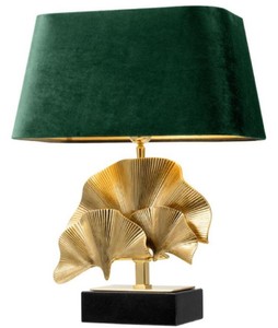 Casa Padrino lampe de table de luxe laiton / noir / vert 41 x 34 x H. 53 cm - Lampe de Table de Salon avec Base en Granit