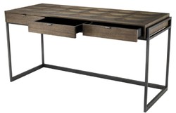 casa padrino luxus designer wohnzimmer hotel restaurant club bar büro edelstahl eichenfurnier schreibtisch pc computertisch bürotisch mit 3 schubladen möbel wohnzimmermöbel 
