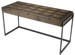 casa padrino luxus designer wohnzimmer hotel restaurant club bar büro edelstahl eichenfurnier schreibtisch pc computertisch bürotisch mit 3 schubladen möbel wohnzimmermöbel 