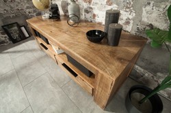 Casa Padrino Designer TV Cabinet Nature W.130cm x H.45cm x D.45cm - Sideboard - Dresser - Handmade from Mango solid wood!