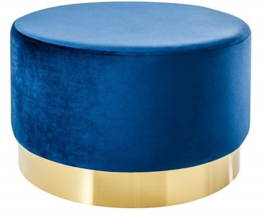 Tabouret rond design Casa Padrino Bleu / or  B. 55 x H. 35 cm - Meubles de salon
