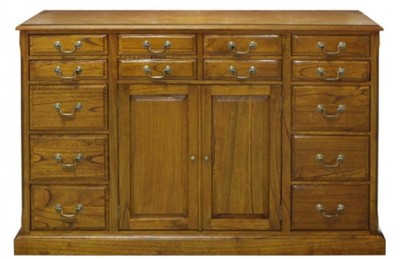 Casa Padrino armoire de salon de luxe avec 2 portes et 14 tiroirs marron 120 x 39 x H. 80 cm - Qualité de Luxe
