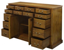 Casa Padrino armario de la sala de lujo con 2 puertas y 14 cajones marrón 120 x 39 x H. 80 cm - Calidad de Lujo