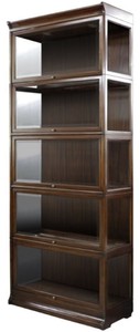 Casa Padrino cabinet à livres de luxe en acajou à 5 portes en verre et éclairage LED brun foncé 90 x 39 x H. 223 cm - Mobilier de Bureau de Luxe
